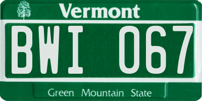 VT license plate BWI067