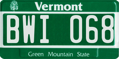 VT license plate BWI068