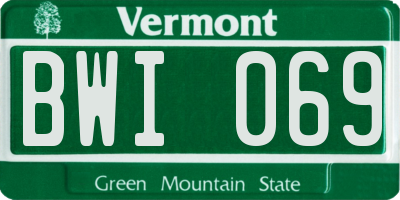 VT license plate BWI069