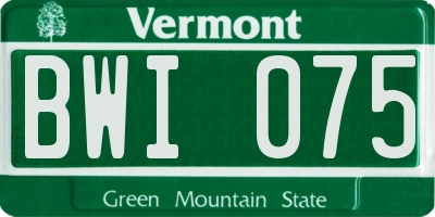 VT license plate BWI075