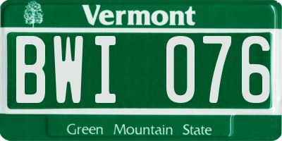VT license plate BWI076