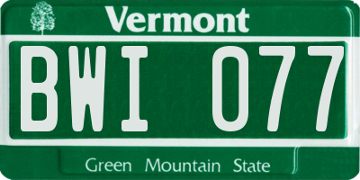 VT license plate BWI077