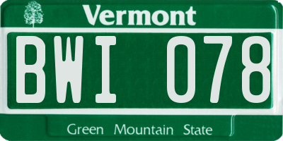 VT license plate BWI078