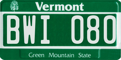 VT license plate BWI080