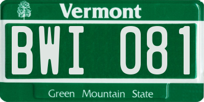 VT license plate BWI081