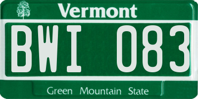 VT license plate BWI083