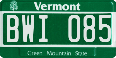 VT license plate BWI085