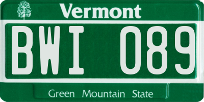 VT license plate BWI089