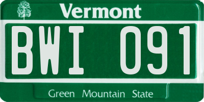VT license plate BWI091