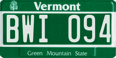 VT license plate BWI094