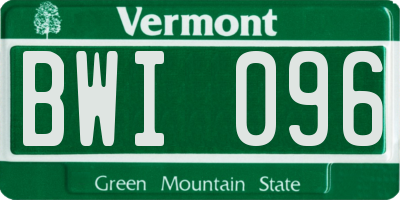 VT license plate BWI096