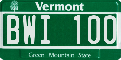 VT license plate BWI100