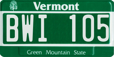 VT license plate BWI105