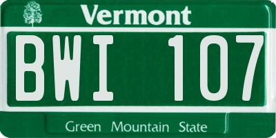 VT license plate BWI107