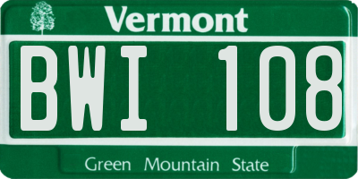 VT license plate BWI108