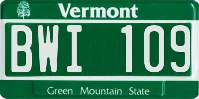 VT license plate BWI109