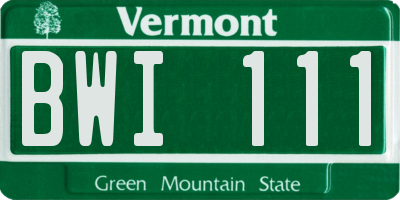 VT license plate BWI111