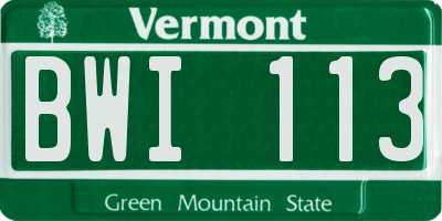 VT license plate BWI113