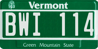 VT license plate BWI114