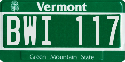 VT license plate BWI117