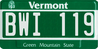 VT license plate BWI119