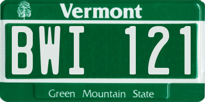 VT license plate BWI121