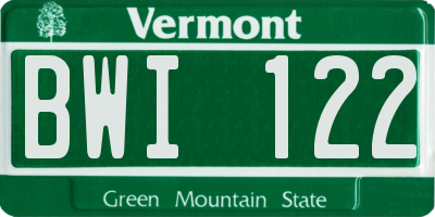 VT license plate BWI122