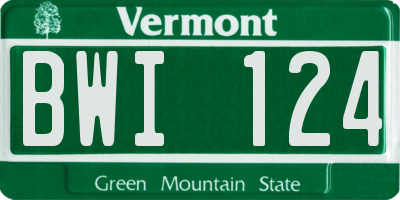 VT license plate BWI124