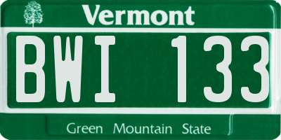 VT license plate BWI133