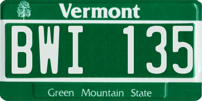 VT license plate BWI135
