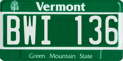 VT license plate BWI136