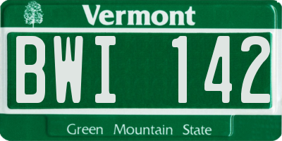 VT license plate BWI142