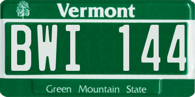 VT license plate BWI144