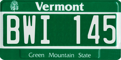 VT license plate BWI145