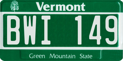 VT license plate BWI149