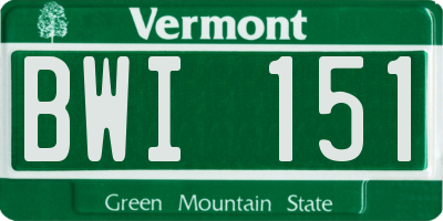 VT license plate BWI151