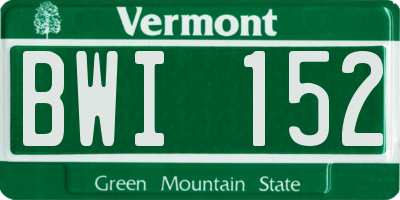 VT license plate BWI152