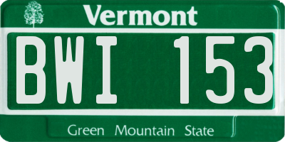 VT license plate BWI153