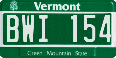 VT license plate BWI154