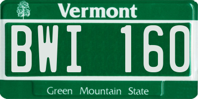 VT license plate BWI160