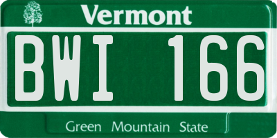 VT license plate BWI166
