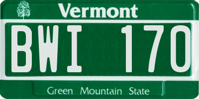 VT license plate BWI170