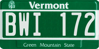 VT license plate BWI172