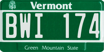 VT license plate BWI174