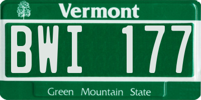 VT license plate BWI177
