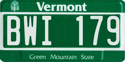 VT license plate BWI179