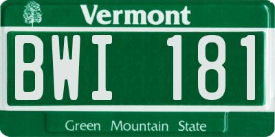 VT license plate BWI181