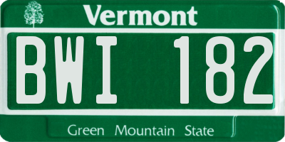 VT license plate BWI182