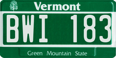 VT license plate BWI183
