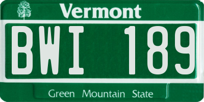 VT license plate BWI189